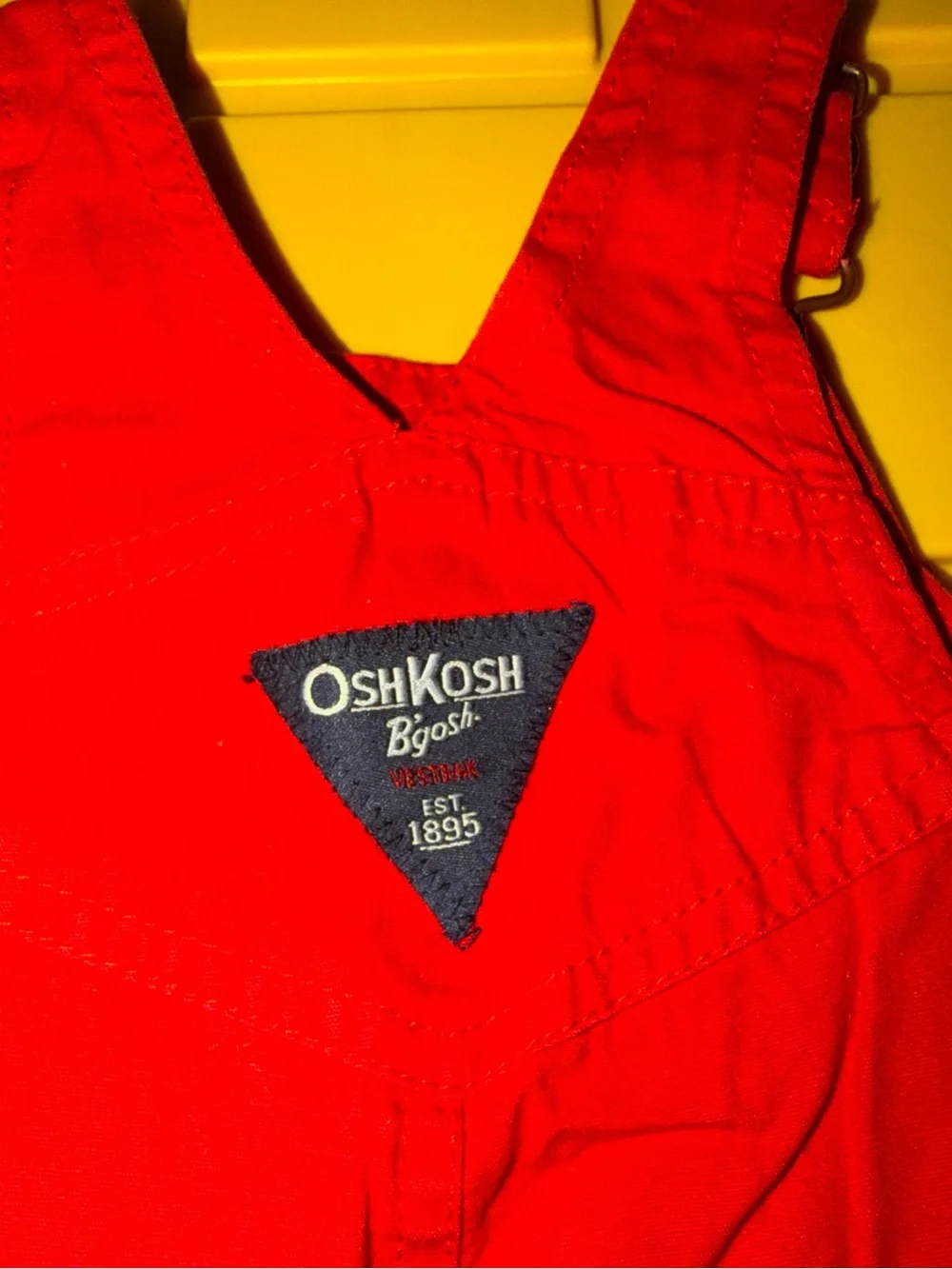OshKosh B'gosh Bright Red Kids Overalls with Embroidered Chest NWT